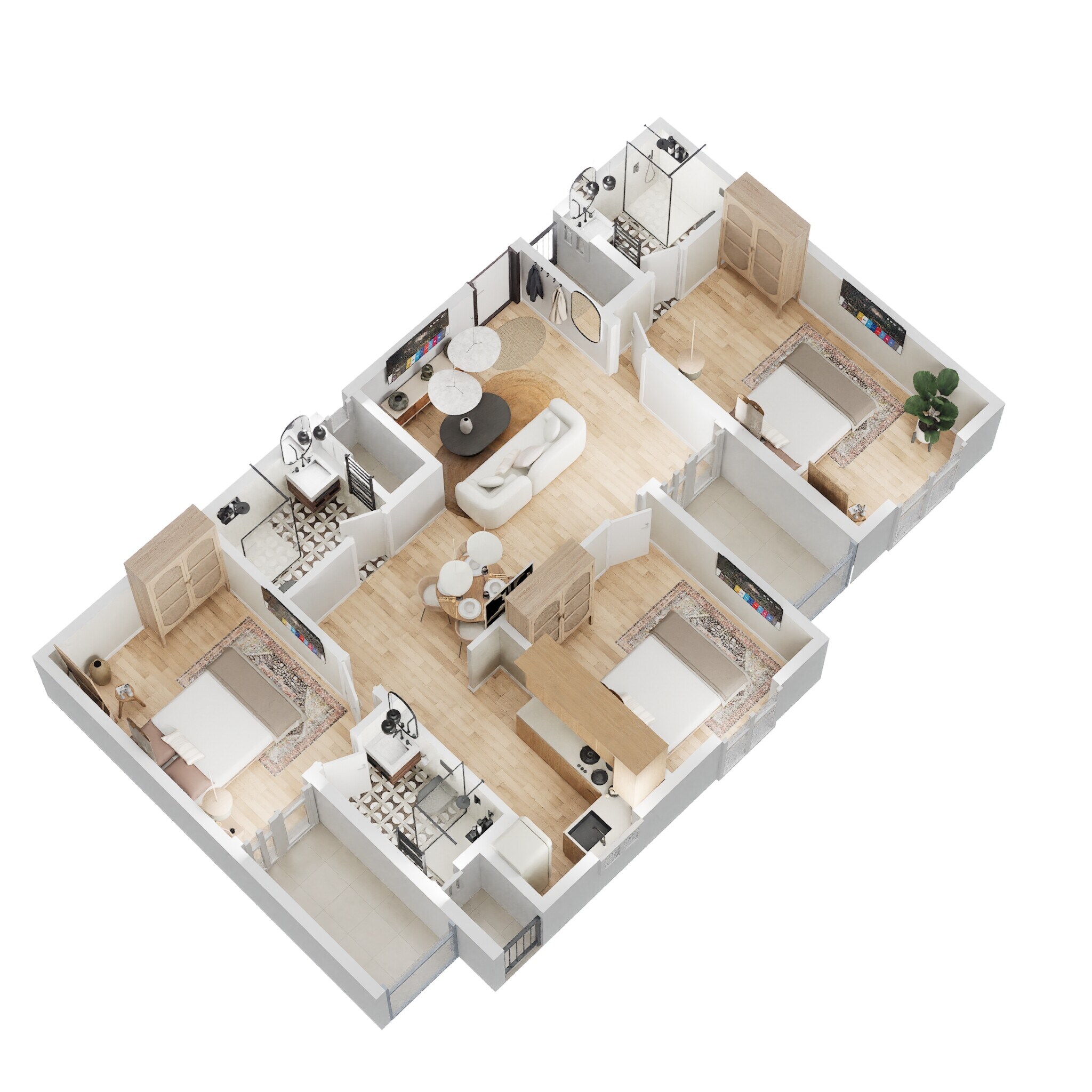 Floor plan of 3 BHK 1281 Sq. Ft. Apartment in Sowparnika The Columns, Bangalore