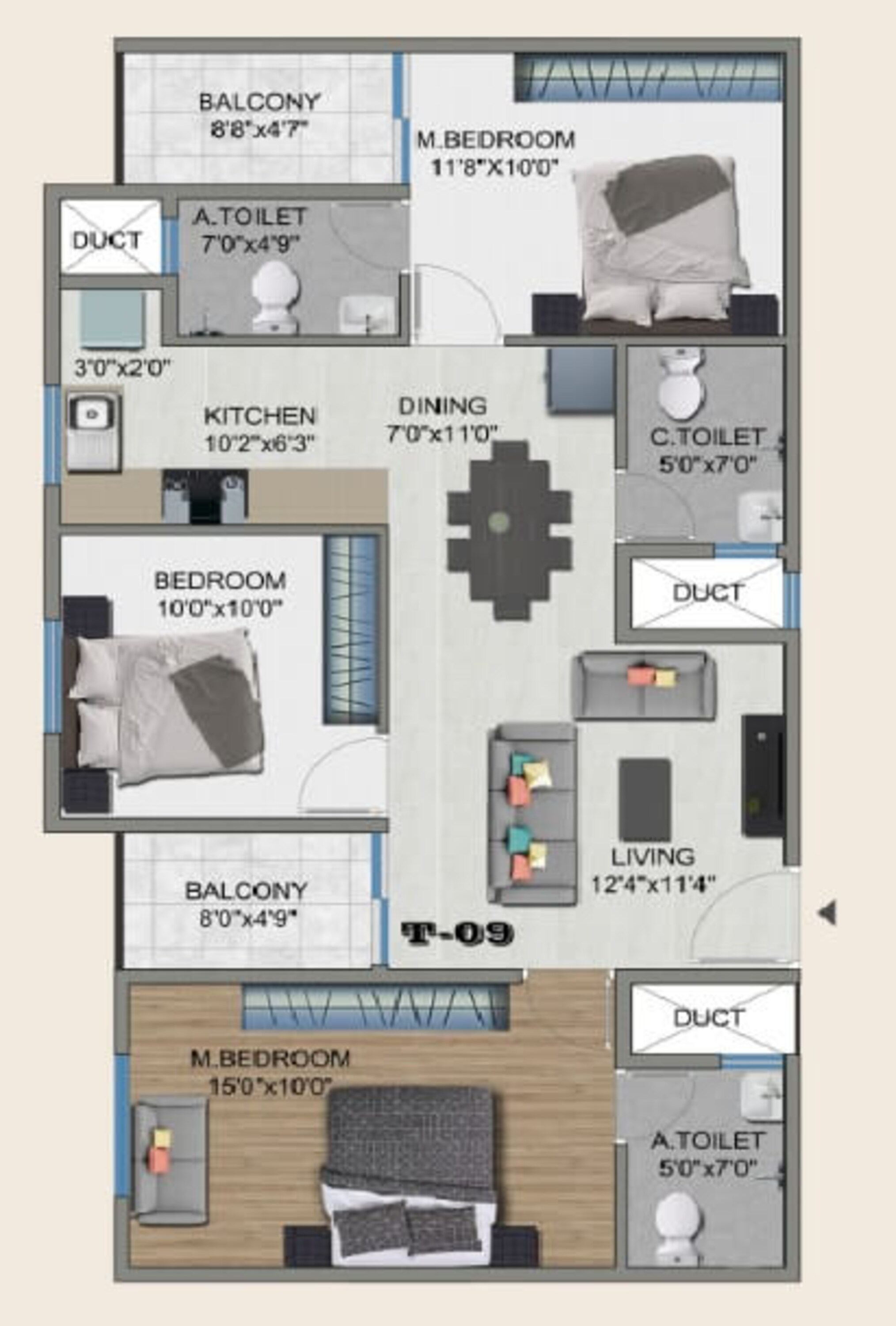 sowparnika the columns apartment 3bhk 1281sqft 1