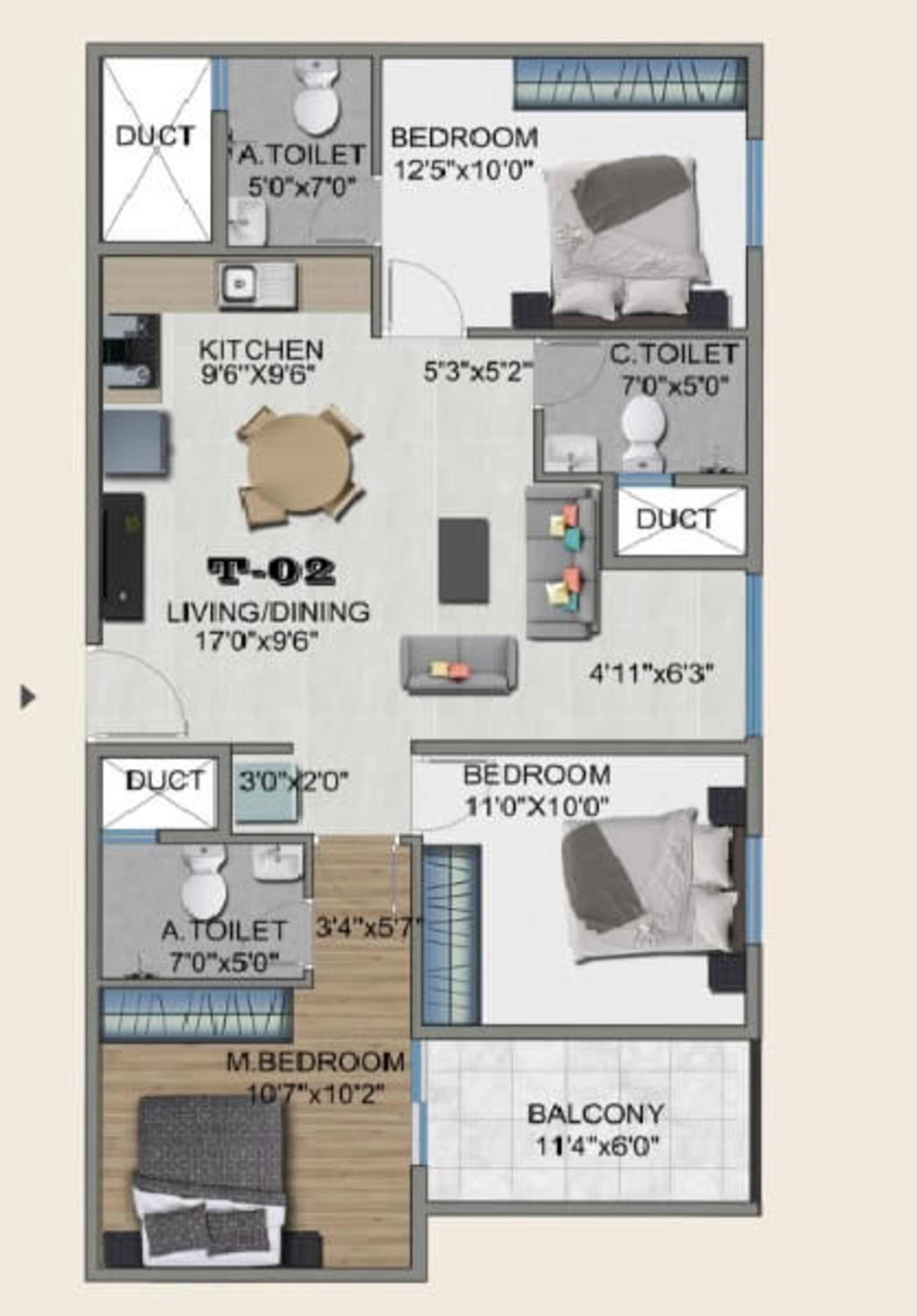 sowparnika the columns apartment 3bhk 1305sqft 1