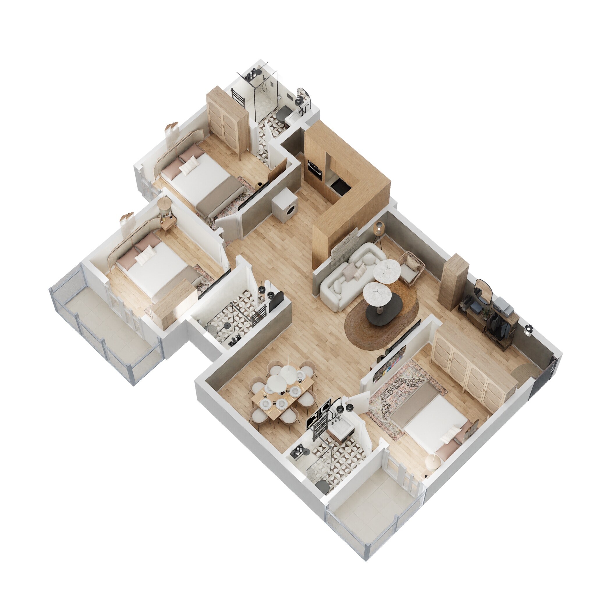 Floor plan of 3 BHK 1418 Sq. Ft. Apartment in Sowparnika The Columns, Bangalore