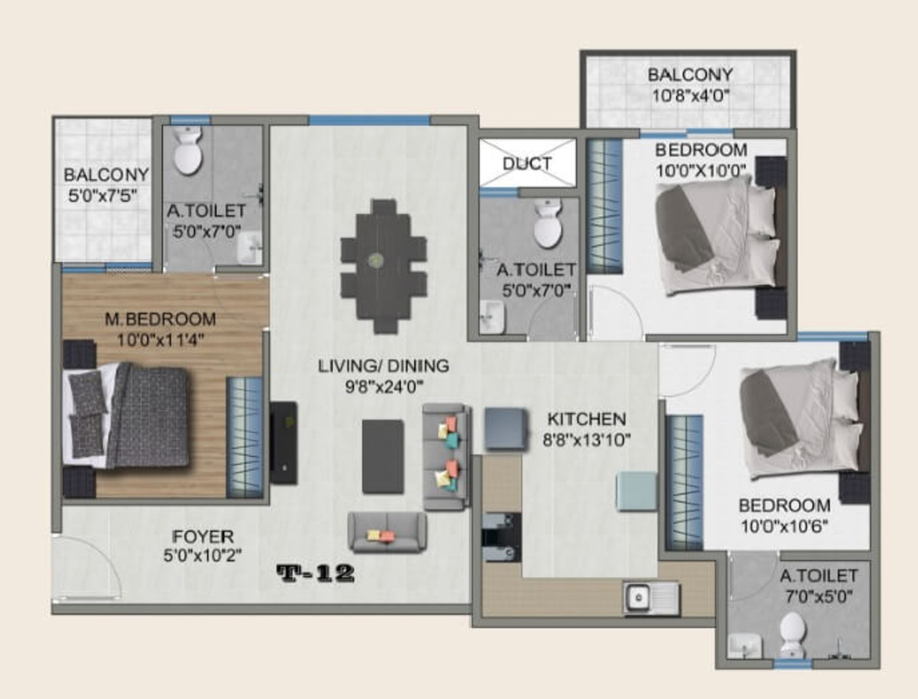 sowparnika the columns apartment 3bhk 1418sqft 1