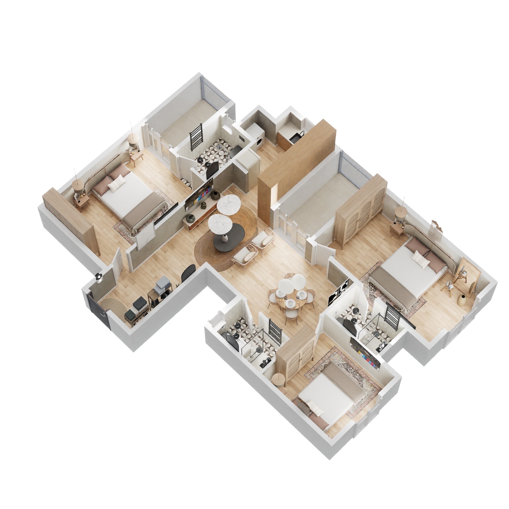 Floor plan of 3 BHK 1428 Sq. Ft. Apartment in Sowparnika The Columns, Bangalore