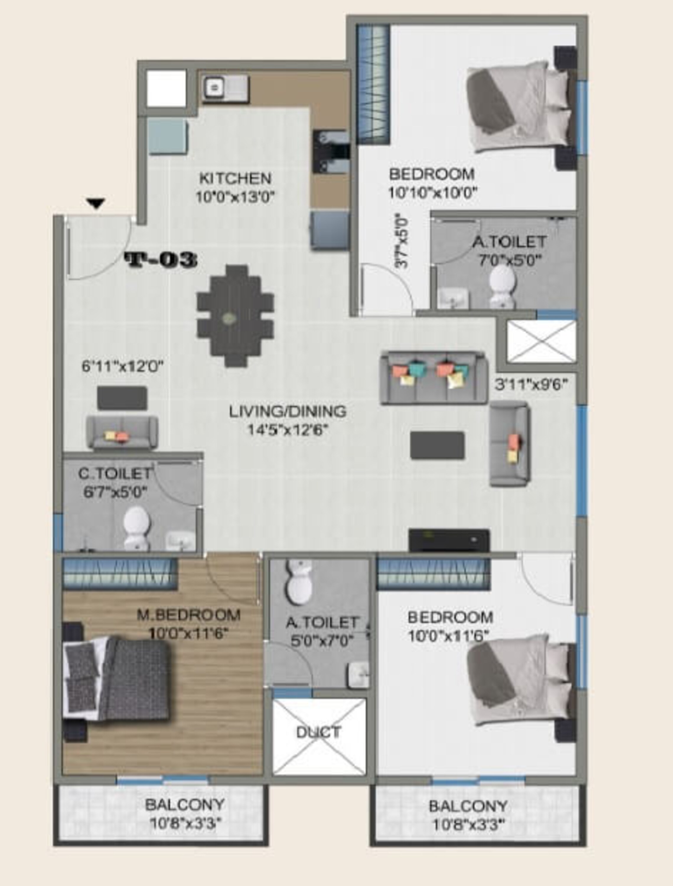sowparnika the columns apartment 3bhk 1453sqft 1