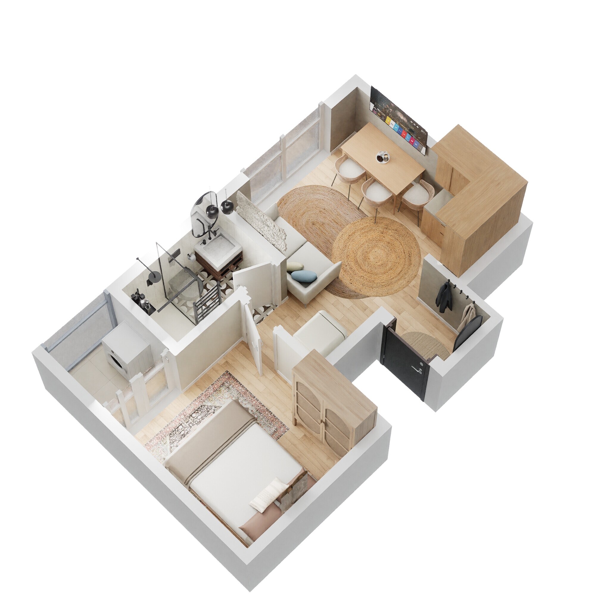 Floor plan of 1 BHK 402 Sq. Ft. Apartment in Sowparnika Unnathi, Bangalore
