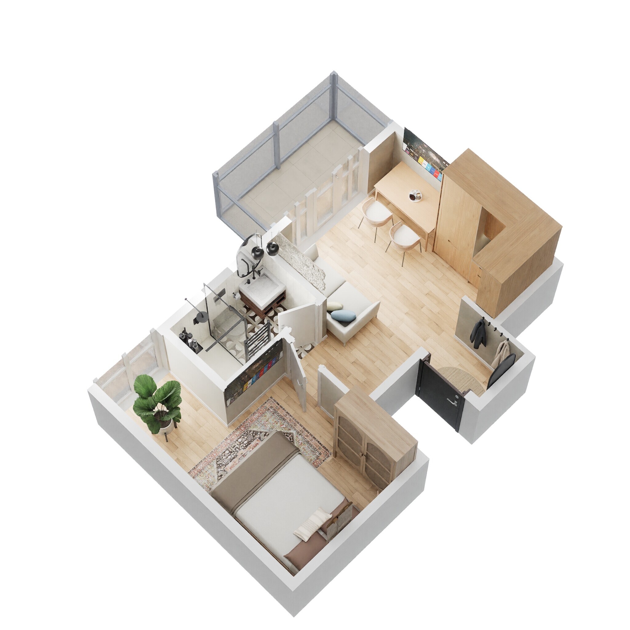 Floor plan of 1 BHK 472 Sq. Ft. Apartment in Sowparnika Unnathi, Bangalore