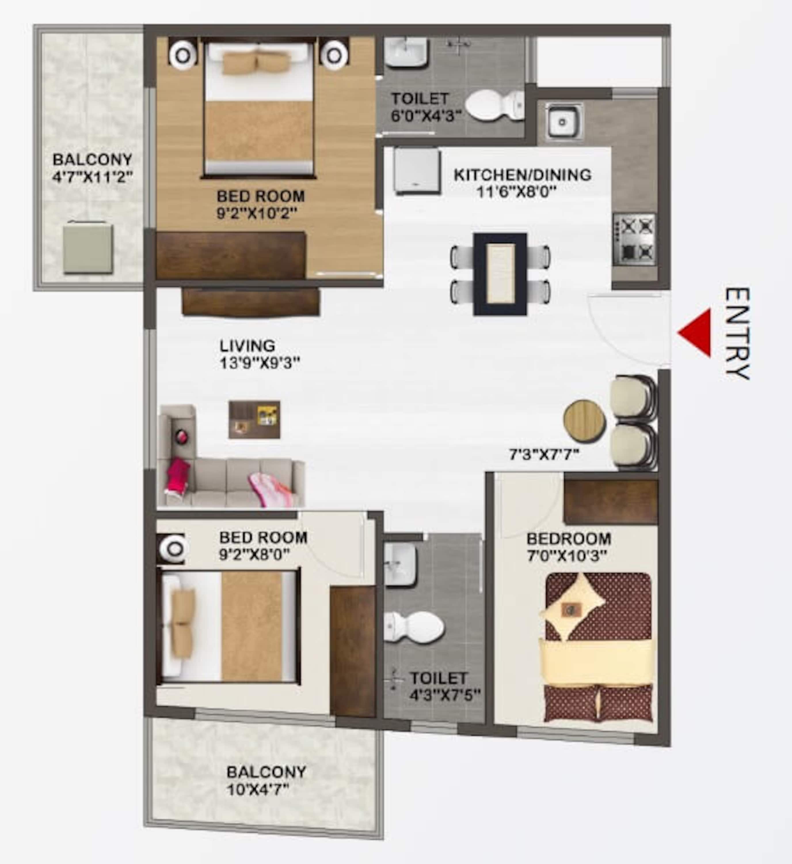 sowparnika unnathi apartment 3bhk 1034sqft 1
