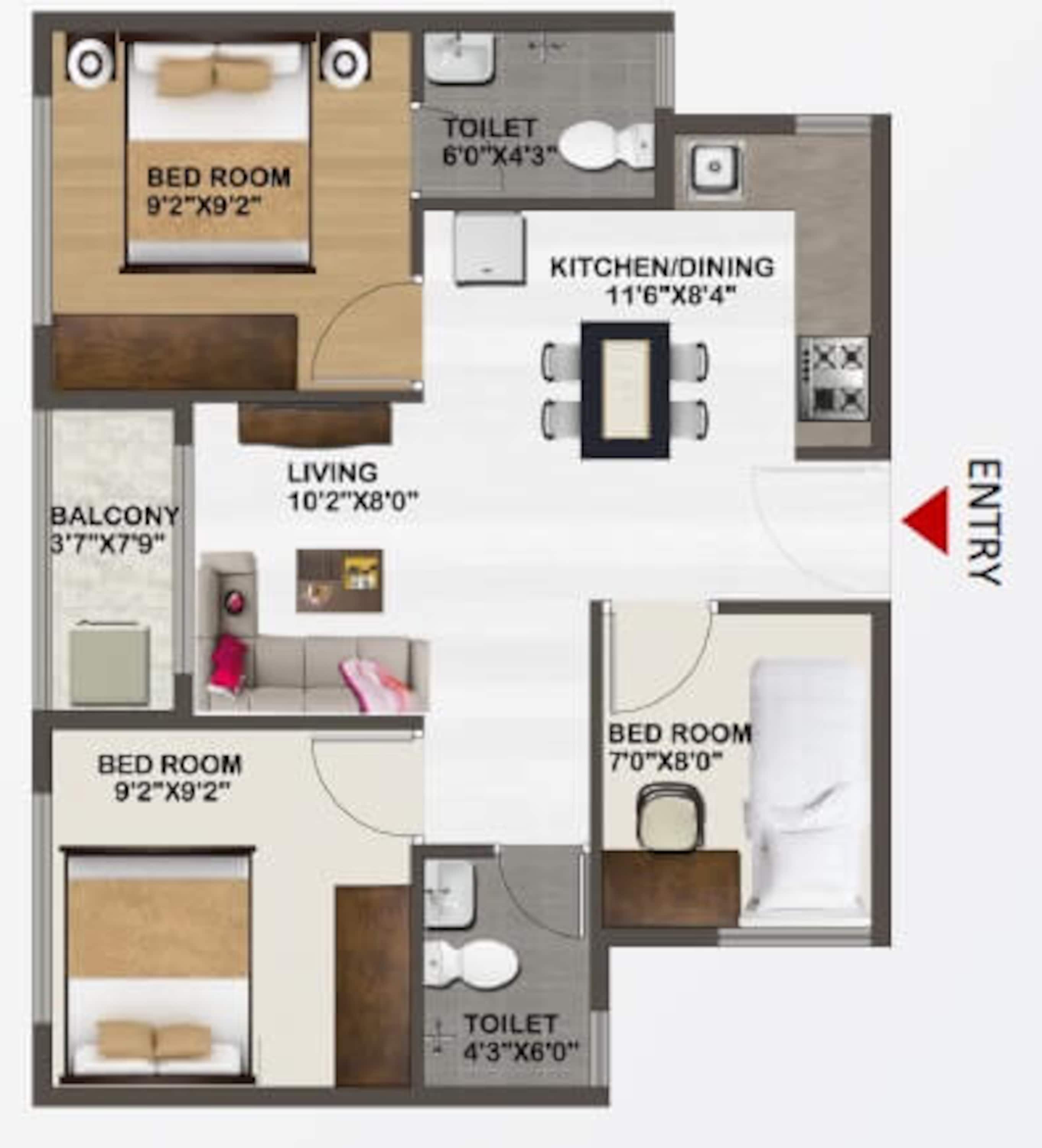sowparnika unnathi apartment 3bhk 784sqft 1