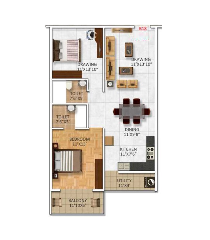2 BHK 1285 Sq. Ft. Apartment