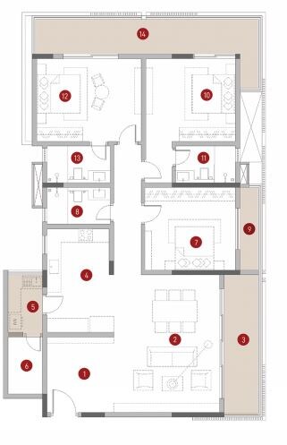 Floor plan of 3 BHK 2250 Sq. Ft. Apartment in Spectra Raywoods, Bangalore