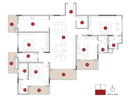 Floor plan of 4 BHK 2840 Sq. Ft. Apartment in Spectra Raywoods, Bangalore