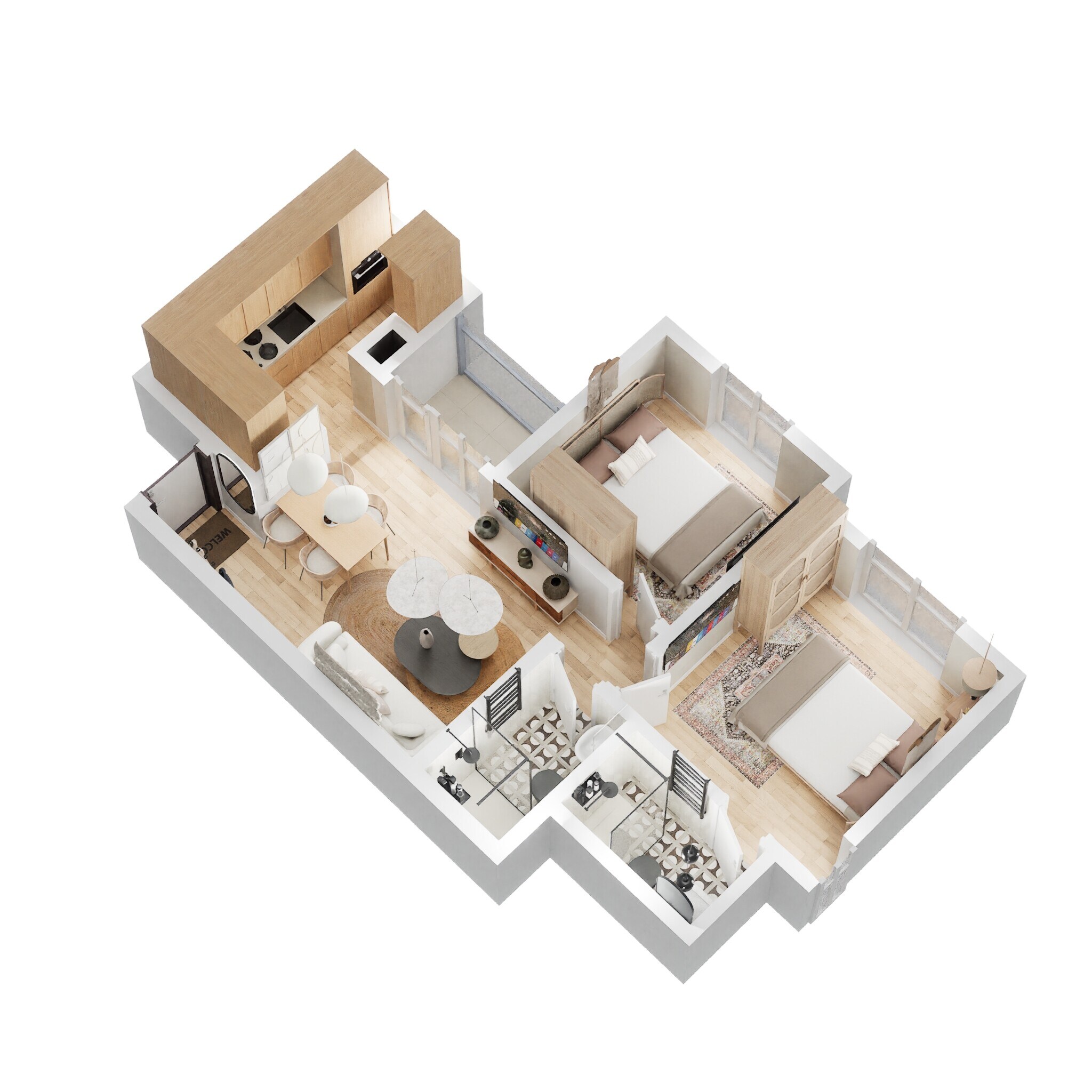 2 BHK 745 Sq. Ft. Apartment