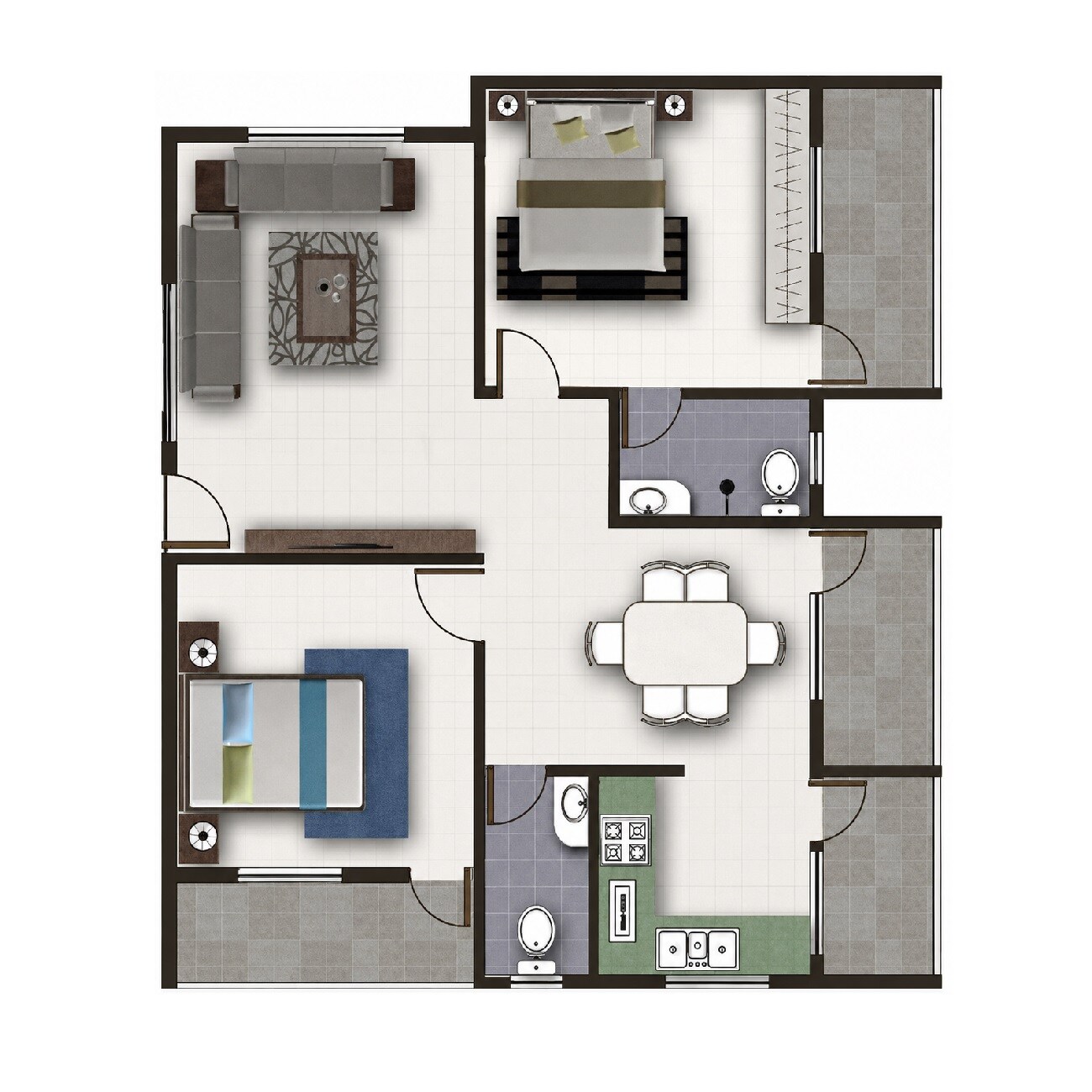 Floor plan of 2 BHK 1167 Sq. Ft. Apartment in Splendid Eternity, Bangalore