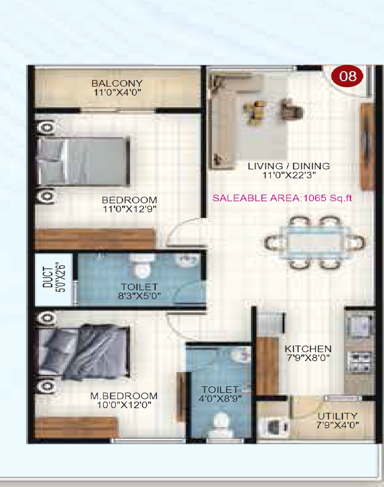 2 BHK 1065 Sq. Ft. Apartment