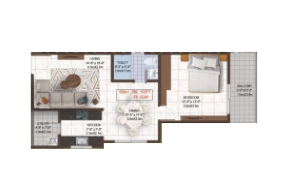 1 BHK 782 Sq. Ft. Apartment