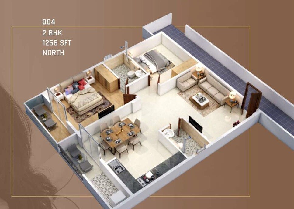 2 BHK 1268 Sq. Ft. Apartment