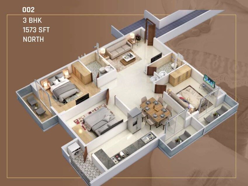 3 BHK 1573 Sq. Ft. Apartment