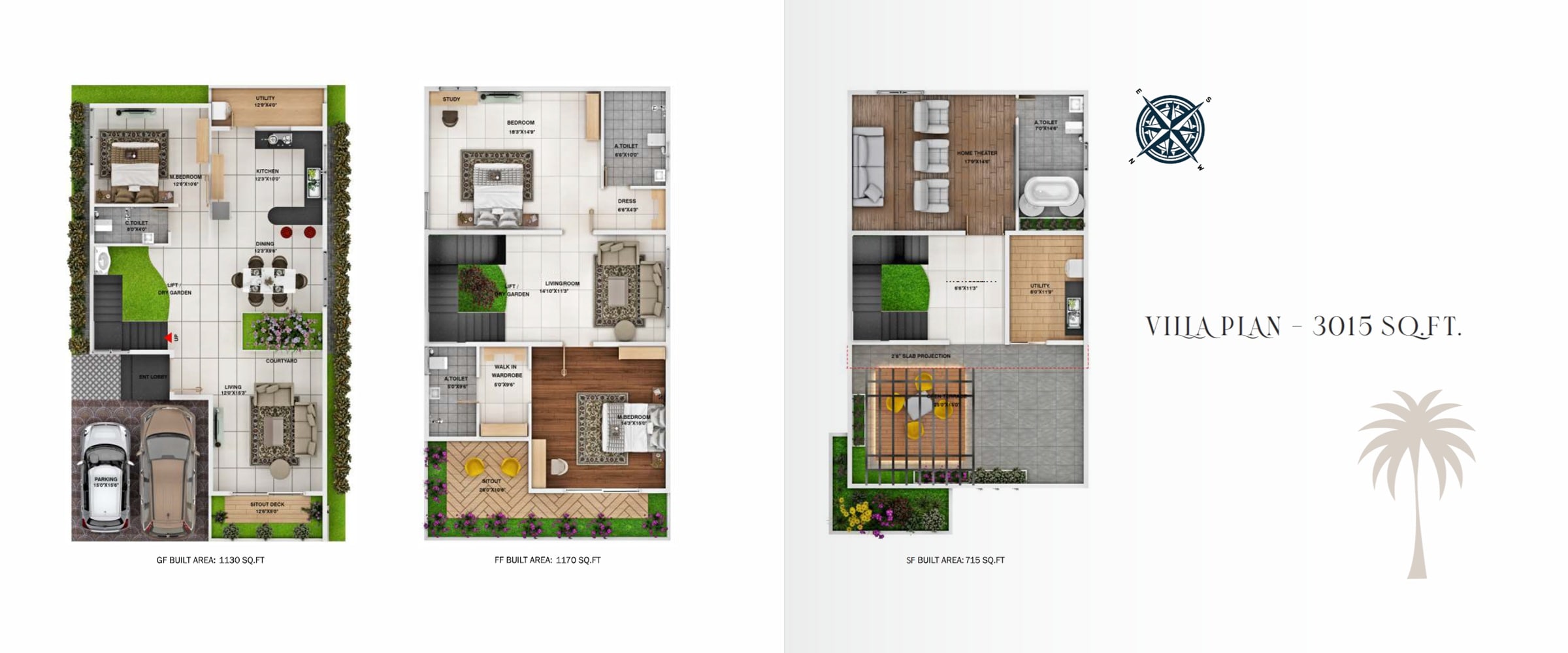 Floor plan of 4 BHK 3015 Sq. Ft. Villa in Sri Balaji Urban Retreat, Bangalore