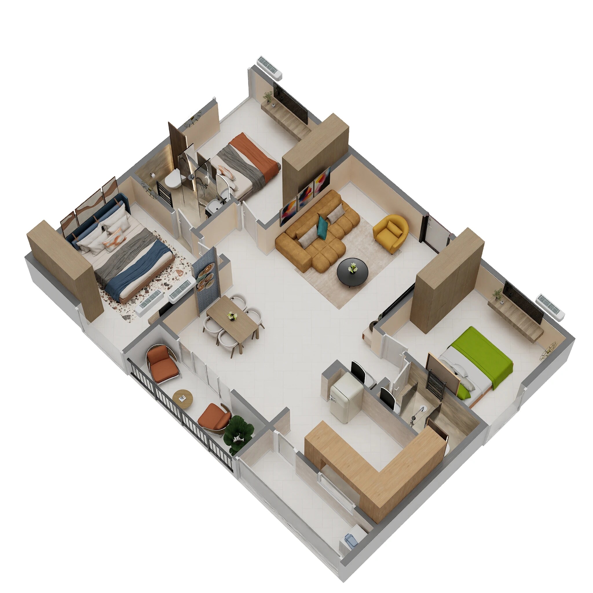 3 BHK 1350 Sq. Ft. Apartment