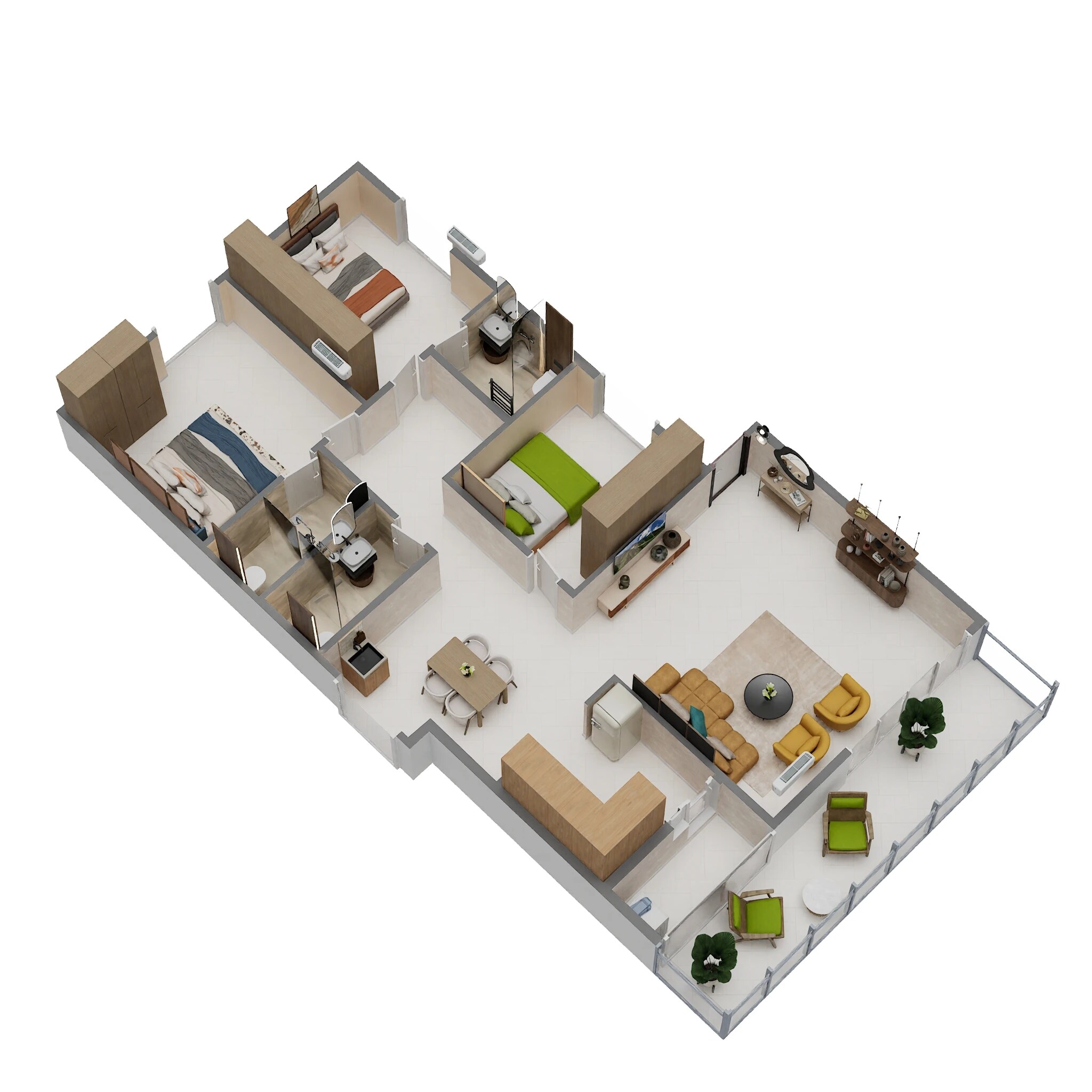 Floor plan of 3 BHK 1715 Sq. Ft. Apartment in Sri Balaji Vaibhav, Bangalore