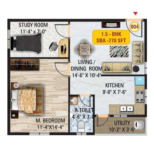 sri mitra solitaire apartment 1bhk 770sqft 1