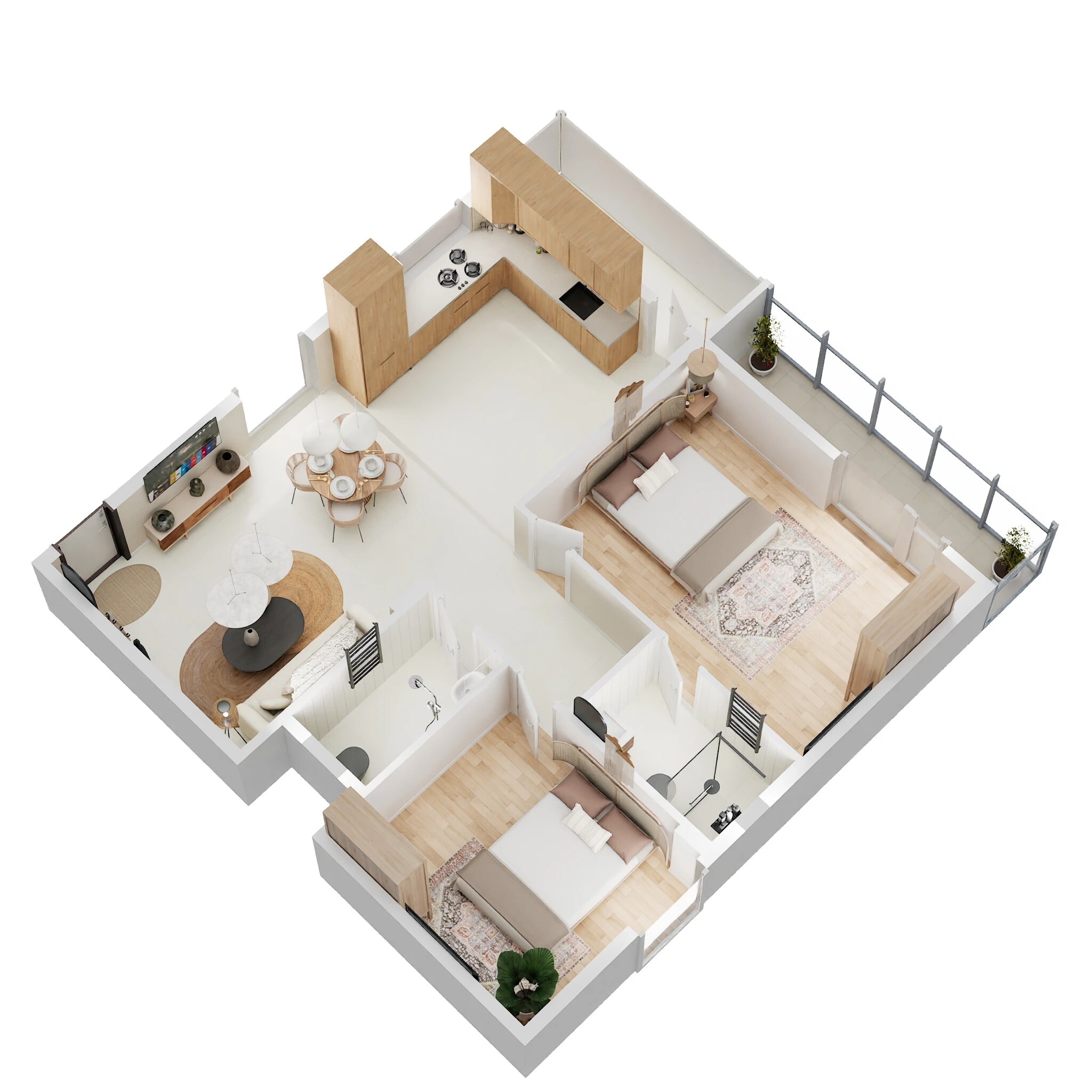 Floor plan of 2 BHK 1243 Sq. Ft. Apartment in Sri Sai Sakura Blossom, Bangalore
