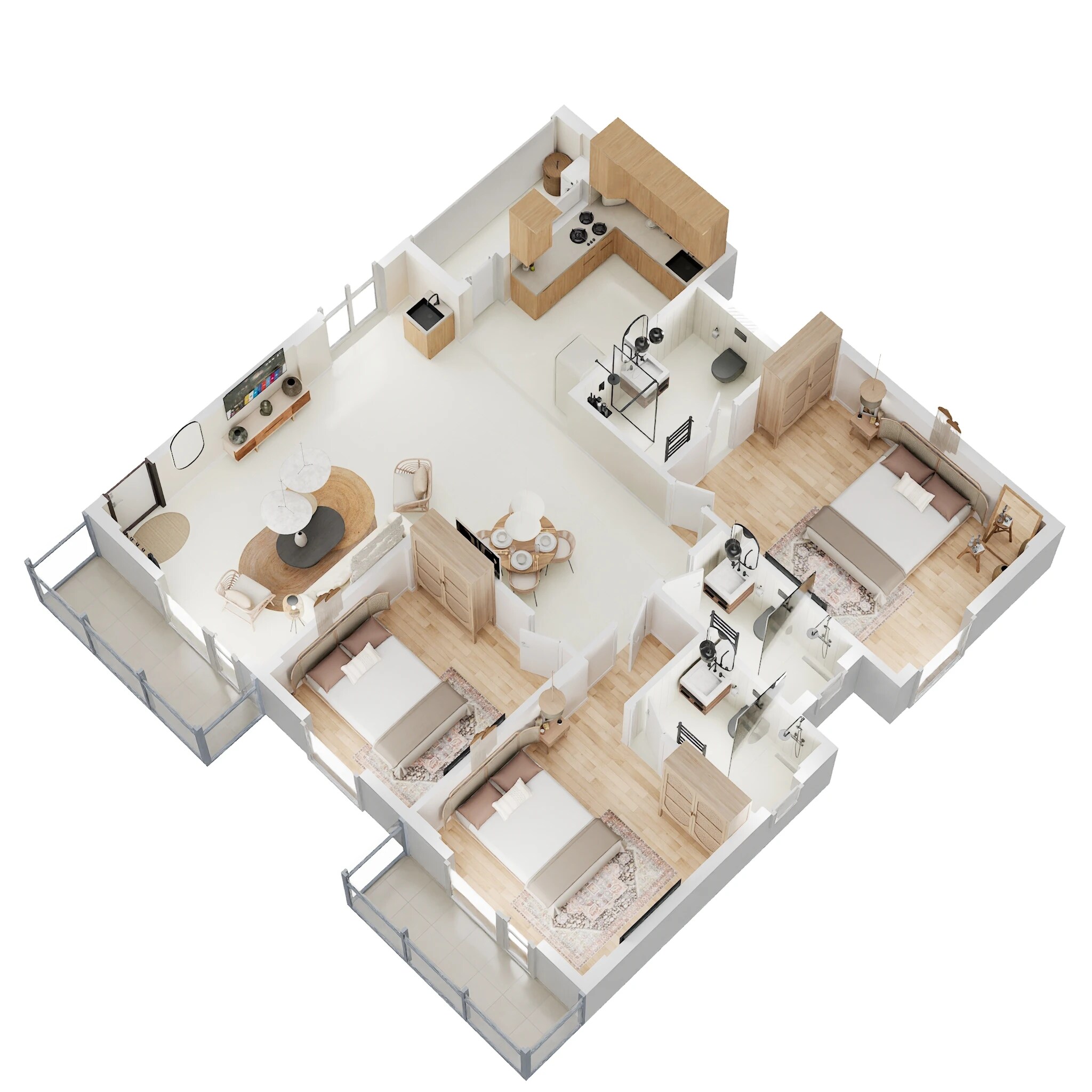 Floor plan of 3 BHK 1719 Sq. Ft. Apartment in Sri Sai Sakura Blossom, Bangalore