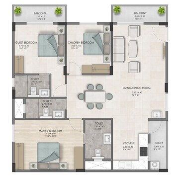  3 BHK Apartment at Sri Sai Sakura Blossom, Cheemasandra – for Sale