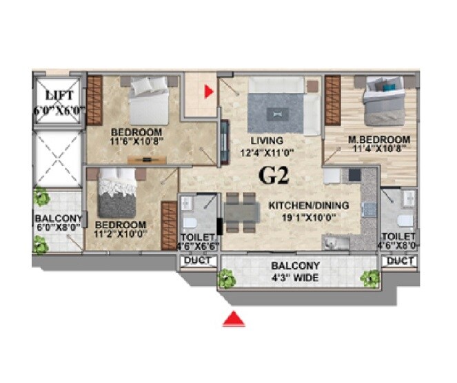 3 BHK 1391 Sq. Ft. Apartment