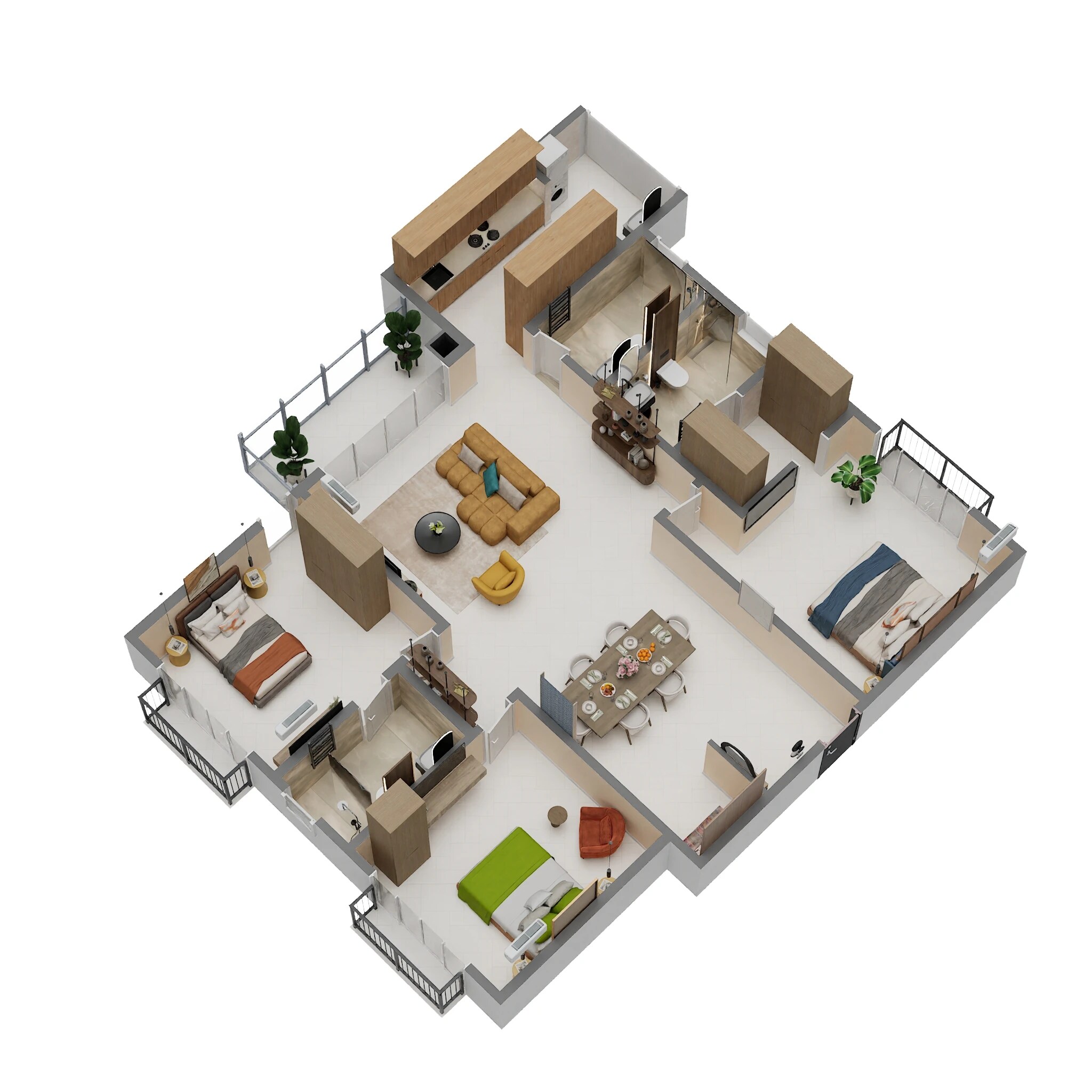 3 BHK 1950 Sq. Ft. Apartment