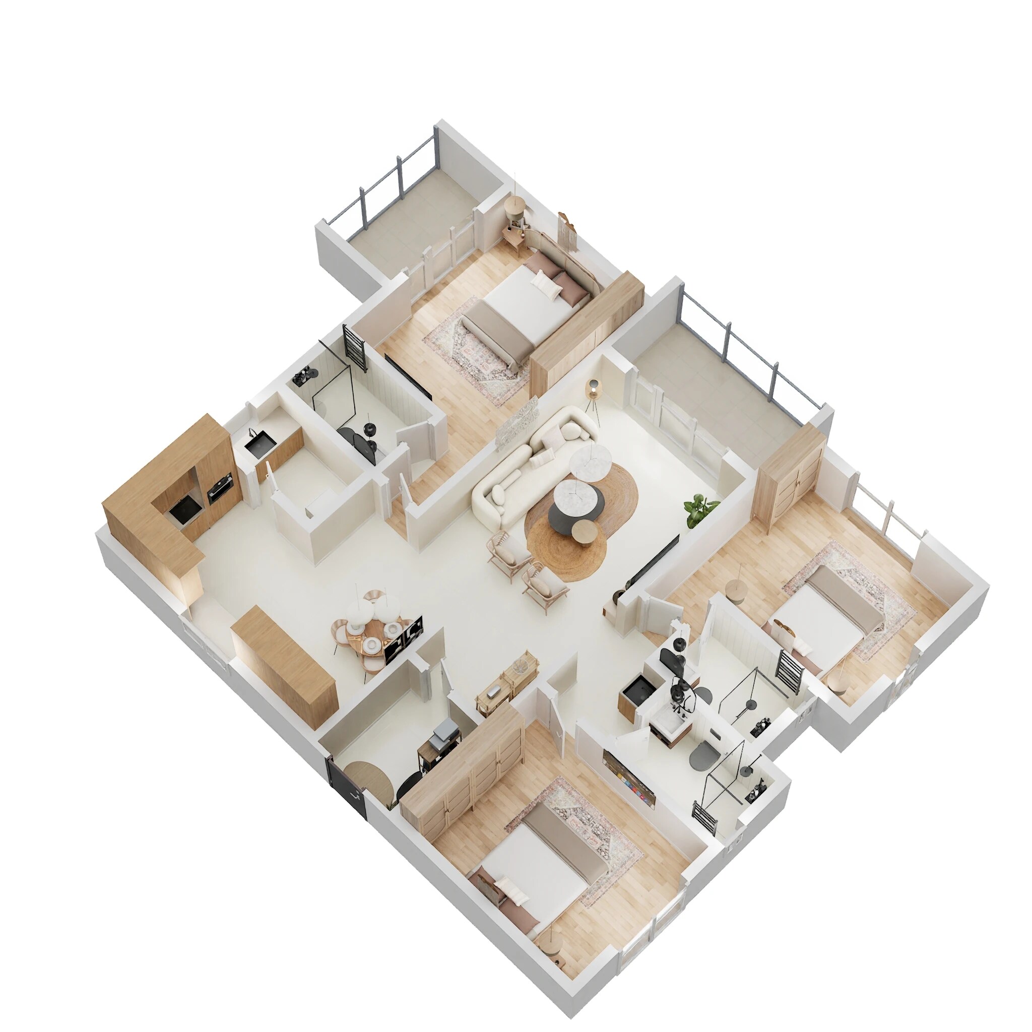 Floor plan of 3 BHK 1860 Sq. Ft. Apartment in Sri Sumeru Harivishram, Bangalore