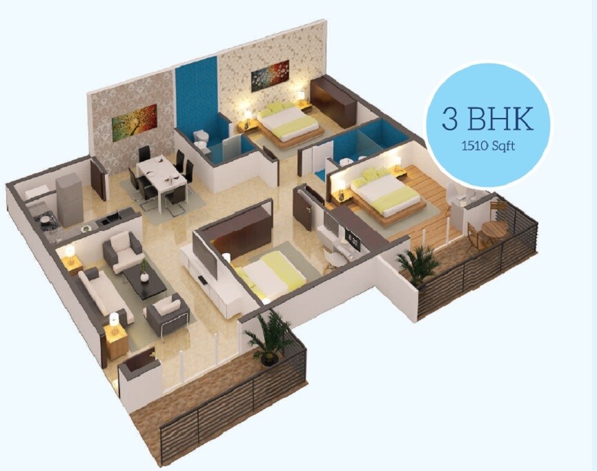 3 BHK 1510 Sq. Ft. Apartment