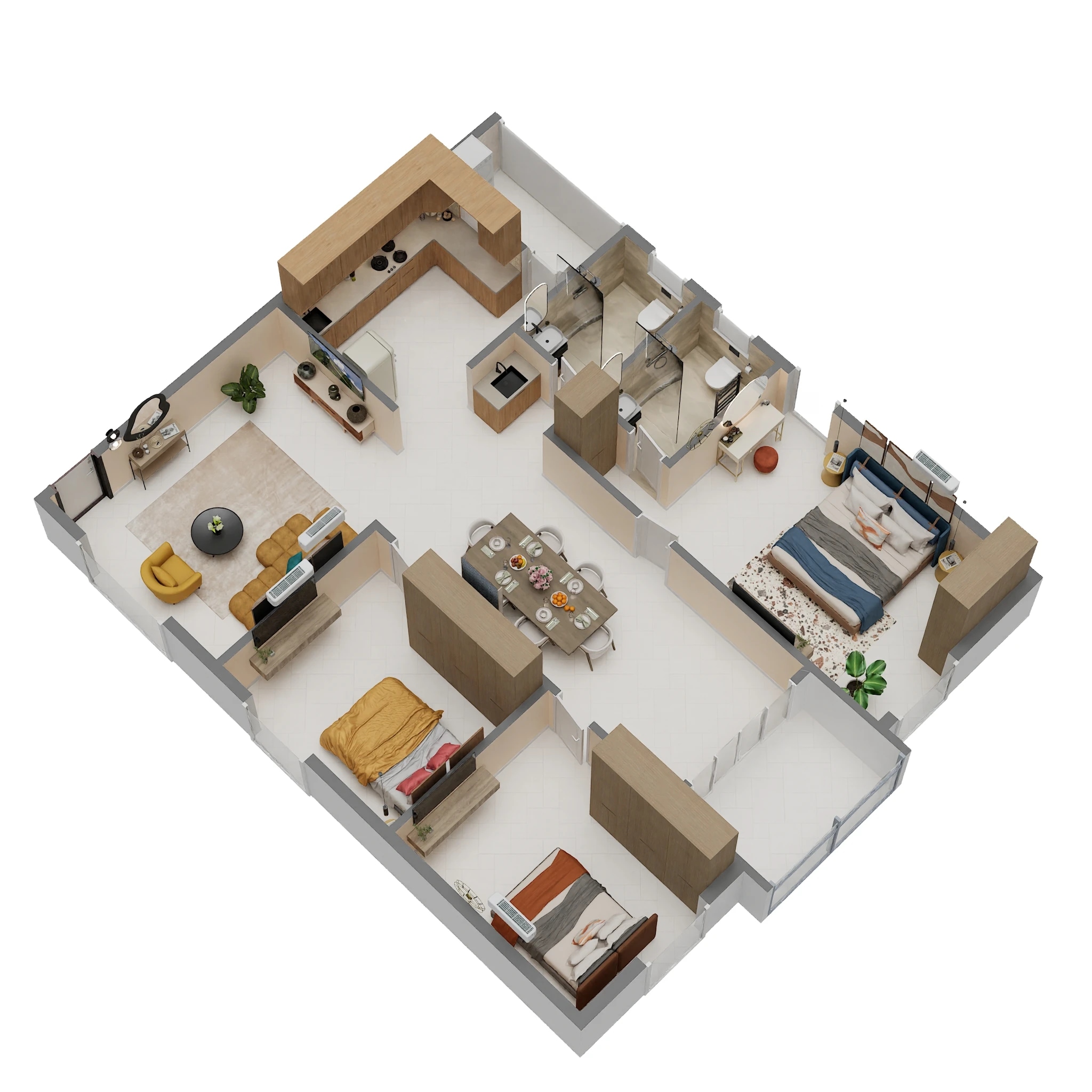 Floor plan of 3 BHK 1495 Sq. Ft. Apartment in Sri The Pearl Paradise, Bangalore