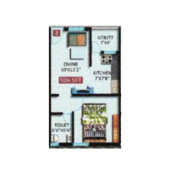 Floor plan of 1 BHK 705 Sq. Ft. Apartment in Sri Vyshnavi Brundavanam, Bangalore