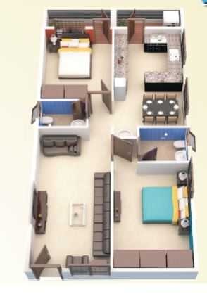 2 BHK 1100 Sq. Ft. Apartment in Srimitra Lifestyle