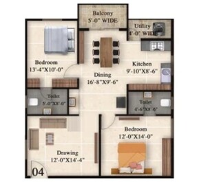 2 BHK 1228 Sq. Ft. Apartment in Srinidhi The Urban Suites