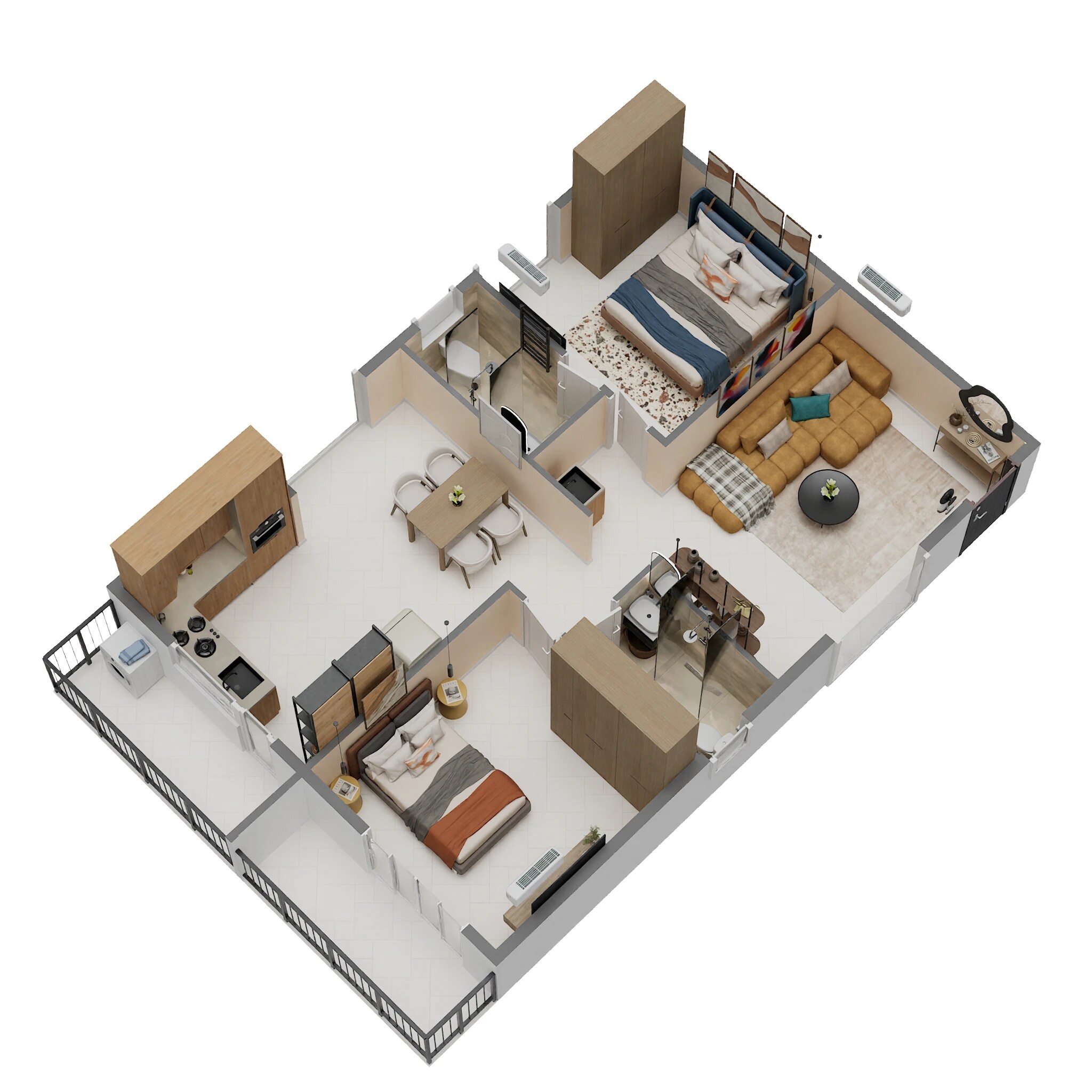 Floor plan of 2 BHK 1195 Sq. Ft. Apartment in Srinivasa Srinis Pristine, Bangalore