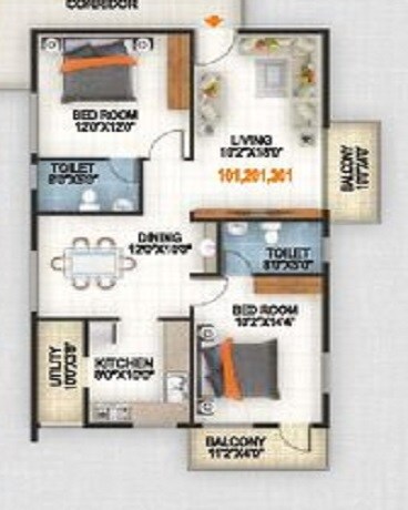 2 BHK 1210 Sq. Ft. Apartment