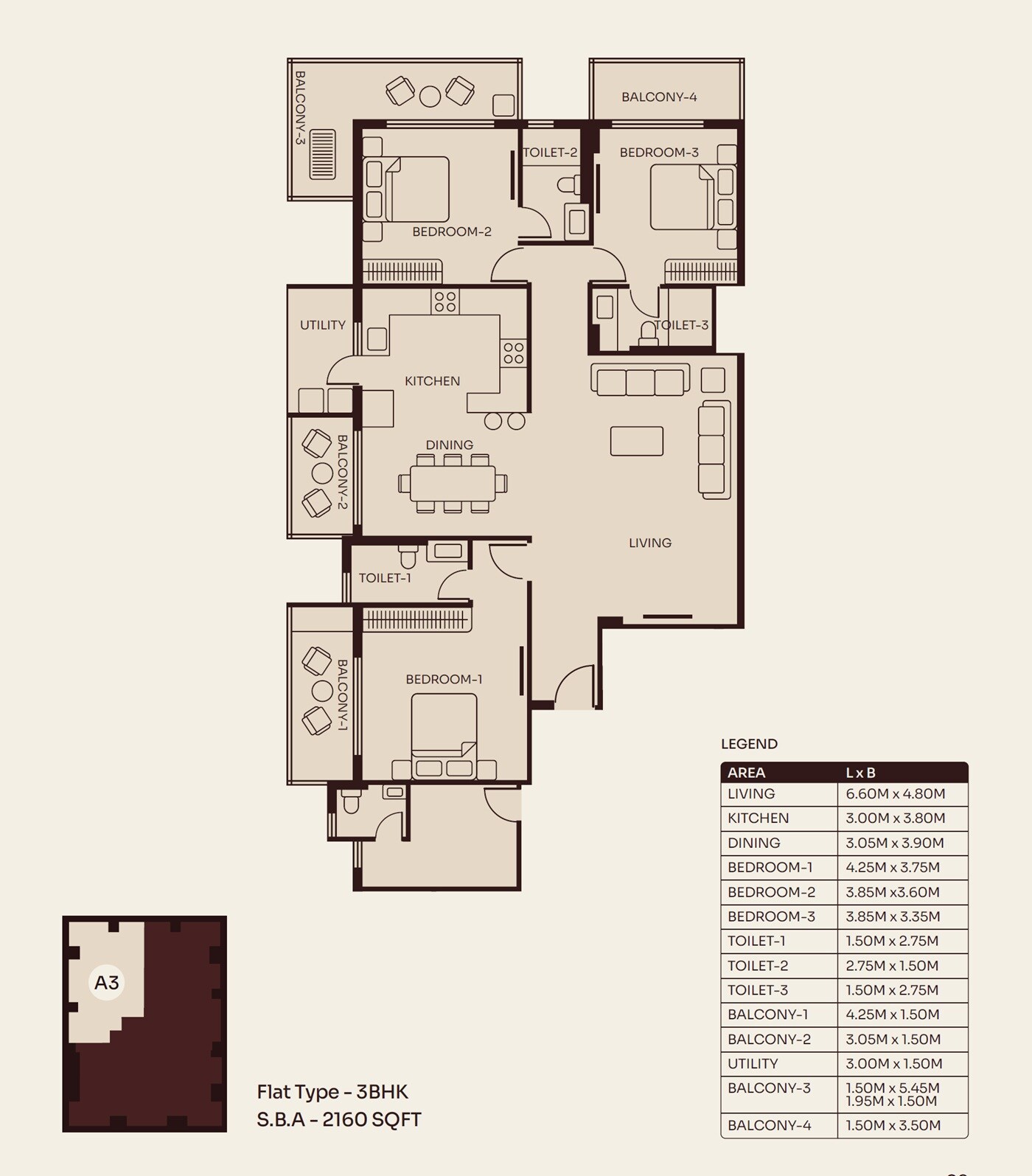 3 BHK 2160 Sq. Ft. Apartment