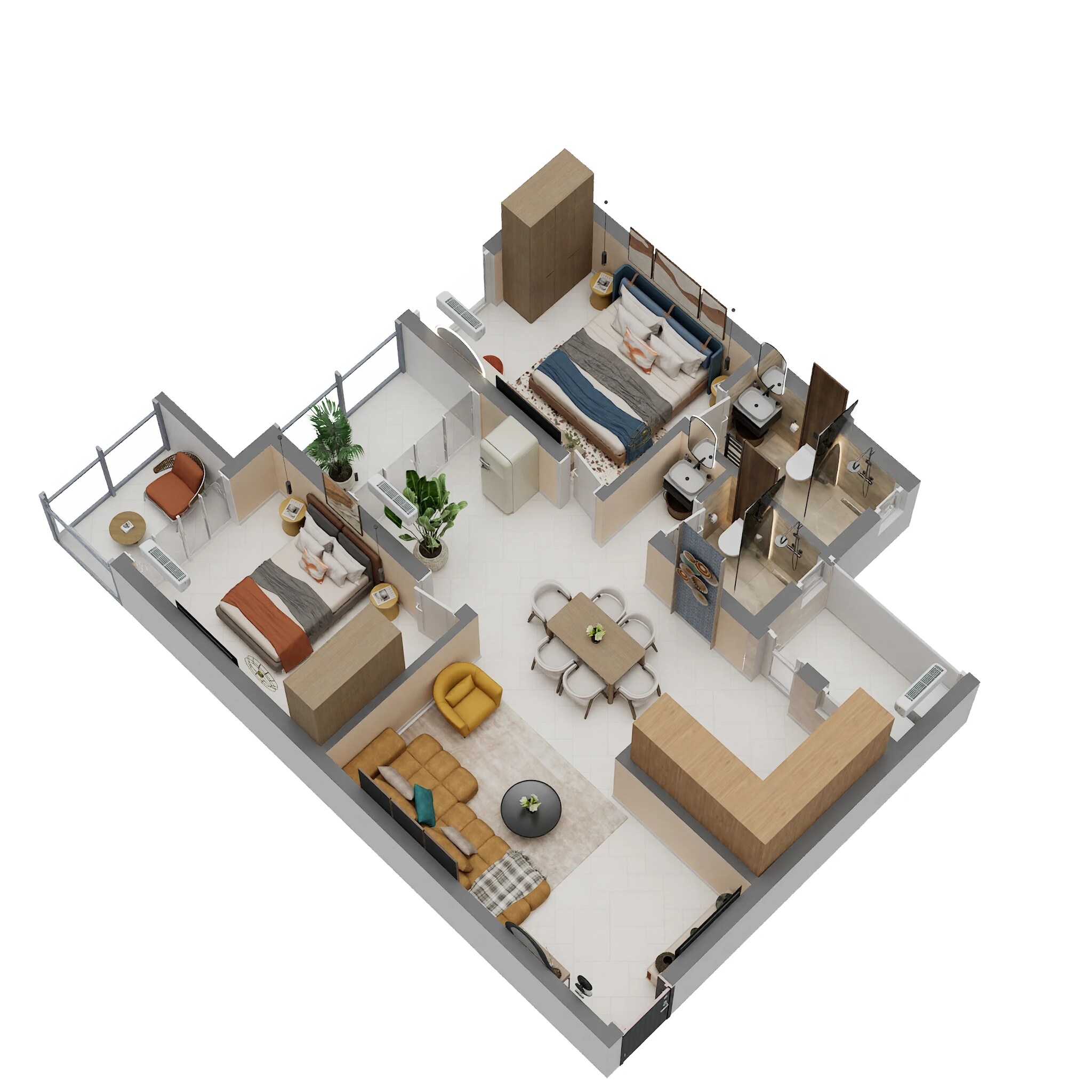 2 BHK 1054 Sq. Ft. Apartment