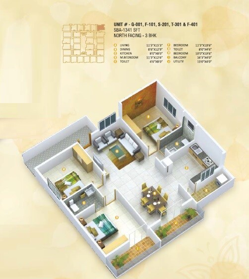 3 BHK 1341 Sq. Ft. Apartment