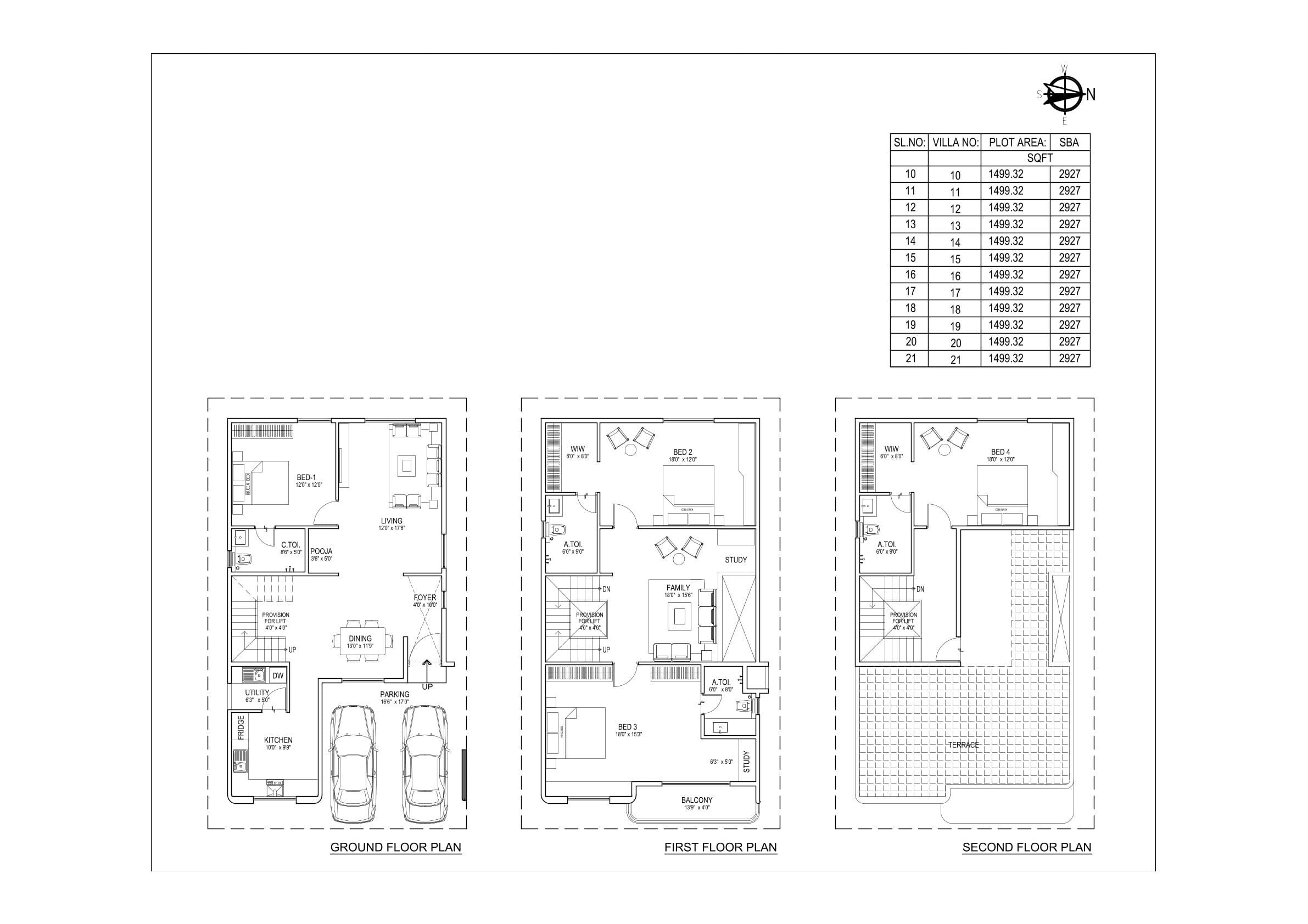 Floor plan of 4 BHK 2927 Sq. Ft. Villa in SSD Under The Stars, Bangalore