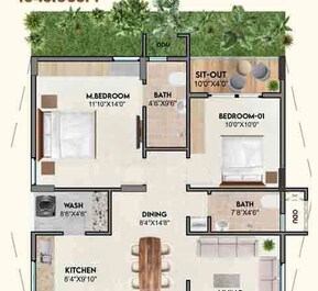 2 BHK 1045 Sq. Ft. Apartment in SSI Reviva