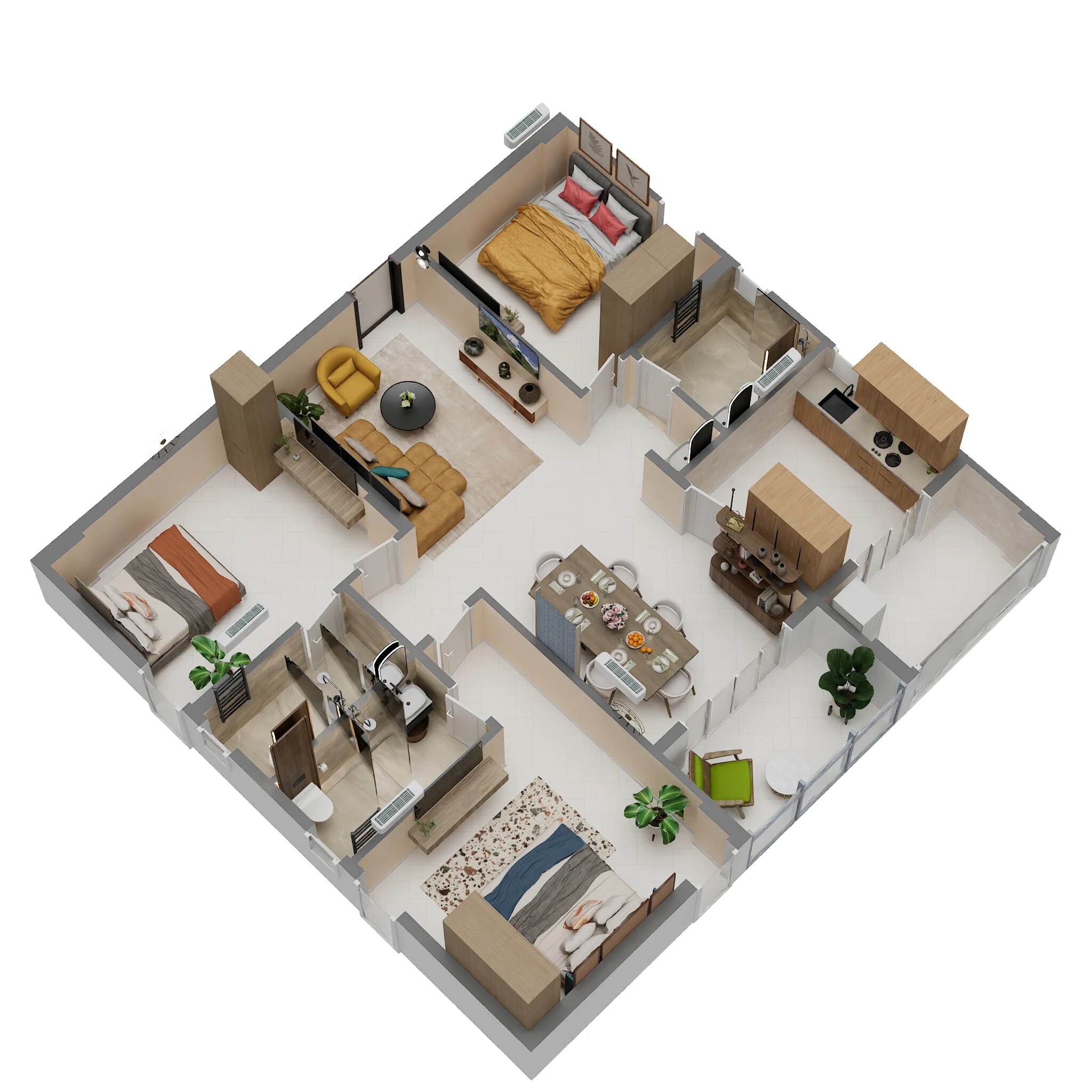 Floor plan of 3 BHK 1440 Sq. Ft. Apartment in SSI Reviva, Bangalore