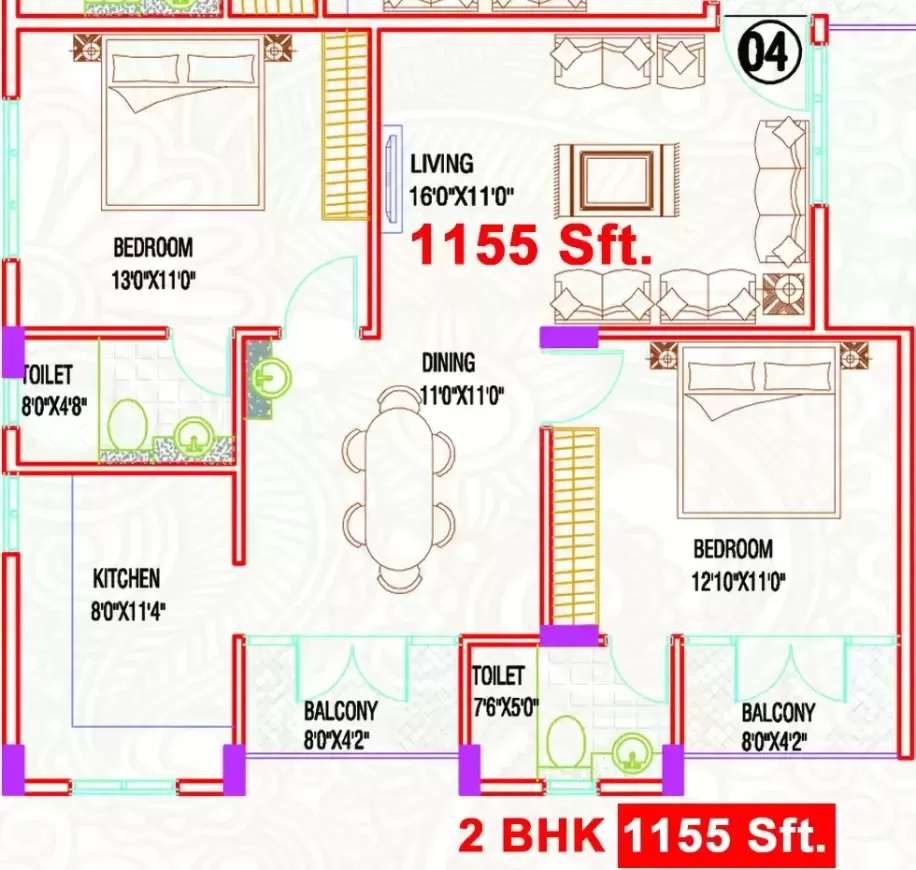 2 BHK 1155 Sq. Ft. Apartment in SSVR Iris