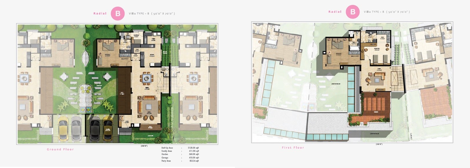 Floor plan of 3 BHK 3130 Sq. Ft. Villa in Sterling Villa Grande, Bangalore