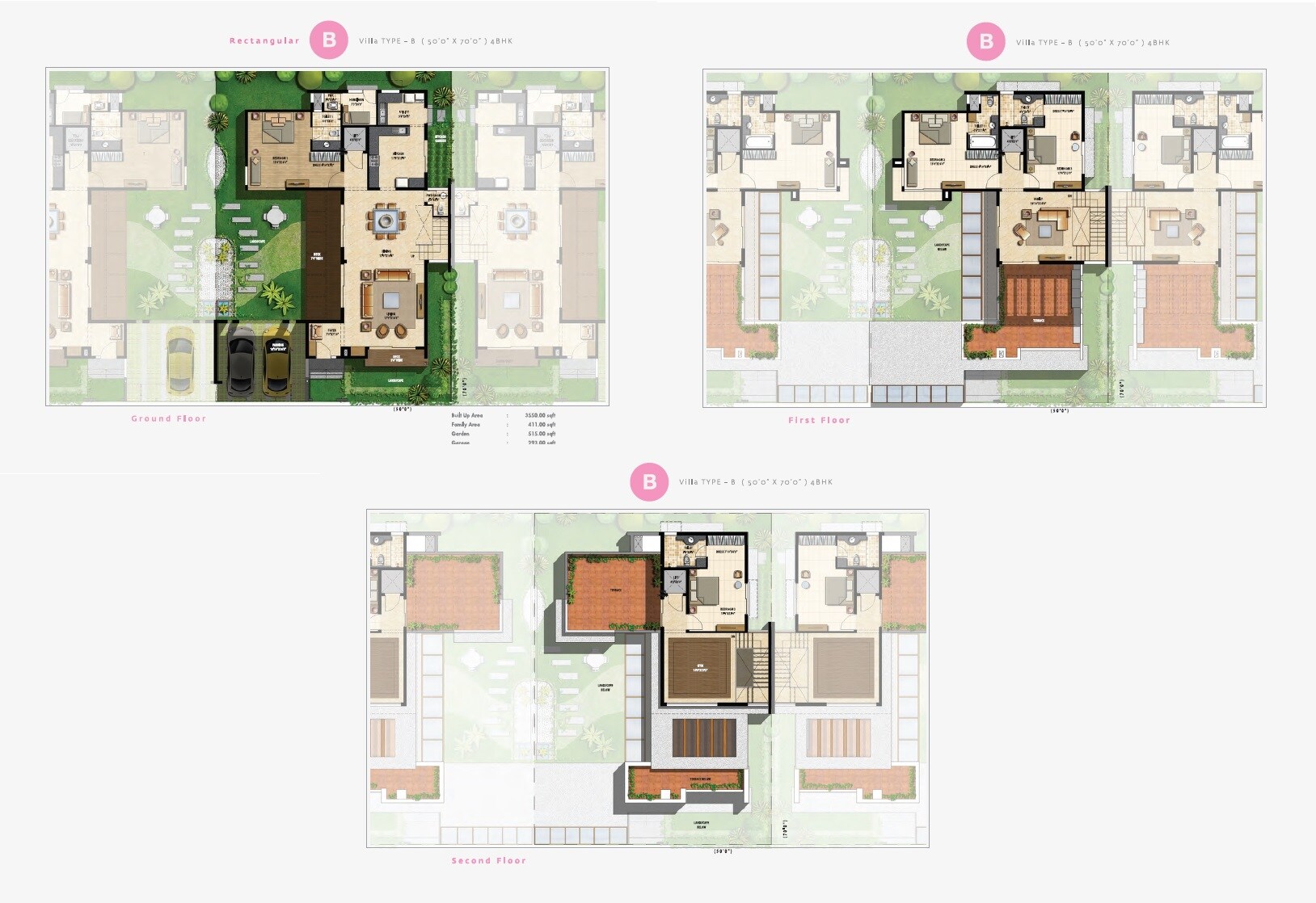 Floor plan of 4 BHK 3550 Sq. Ft. Villa in Sterling Villa Grande, Bangalore