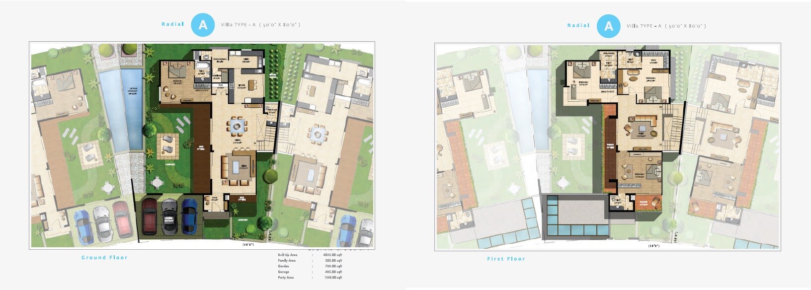 Floor plan of 4 BHK 3635 Sq. Ft. Villa in Sterling Villa Grande, Bangalore