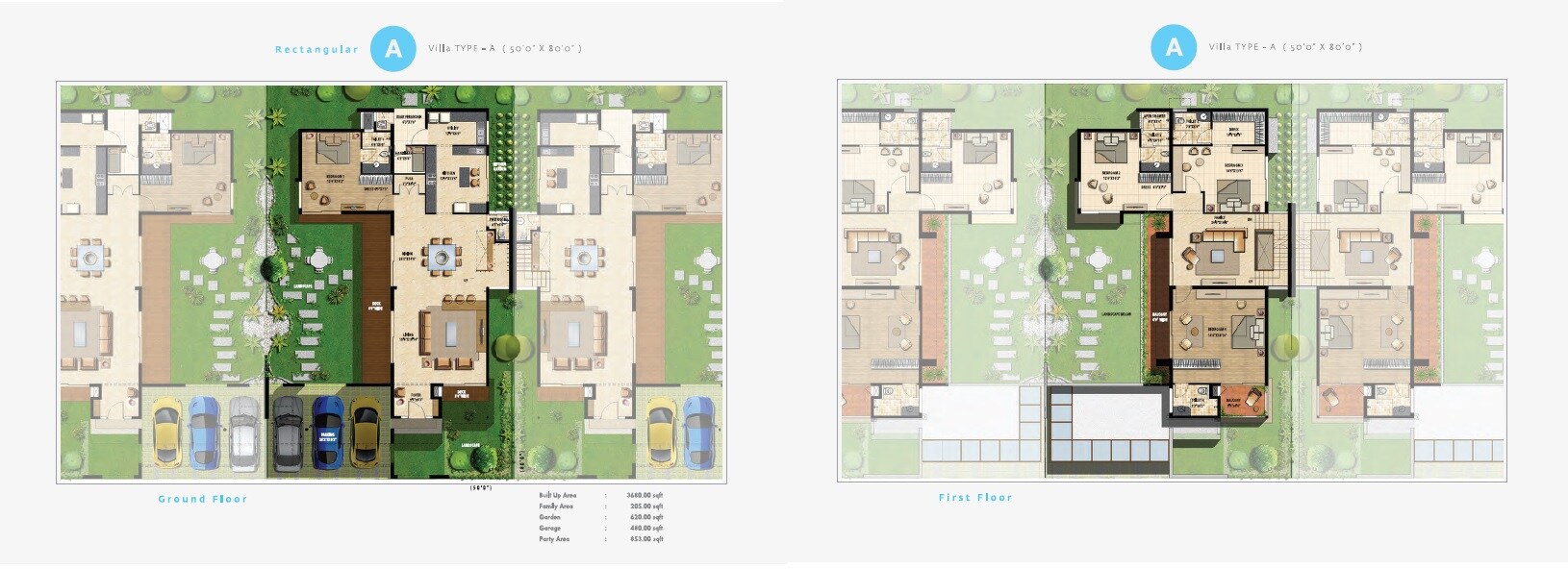 Floor plan of 4 BHK 3680 Sq. Ft. Villa in Sterling Villa Grande, Bangalore