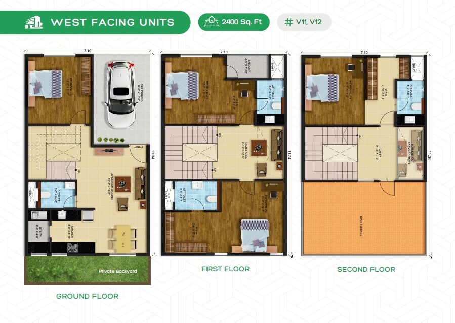 Floor plan of 4 BHK 2400 Sq. Ft. Villa in Sthitha Nature Walk, Bangalore