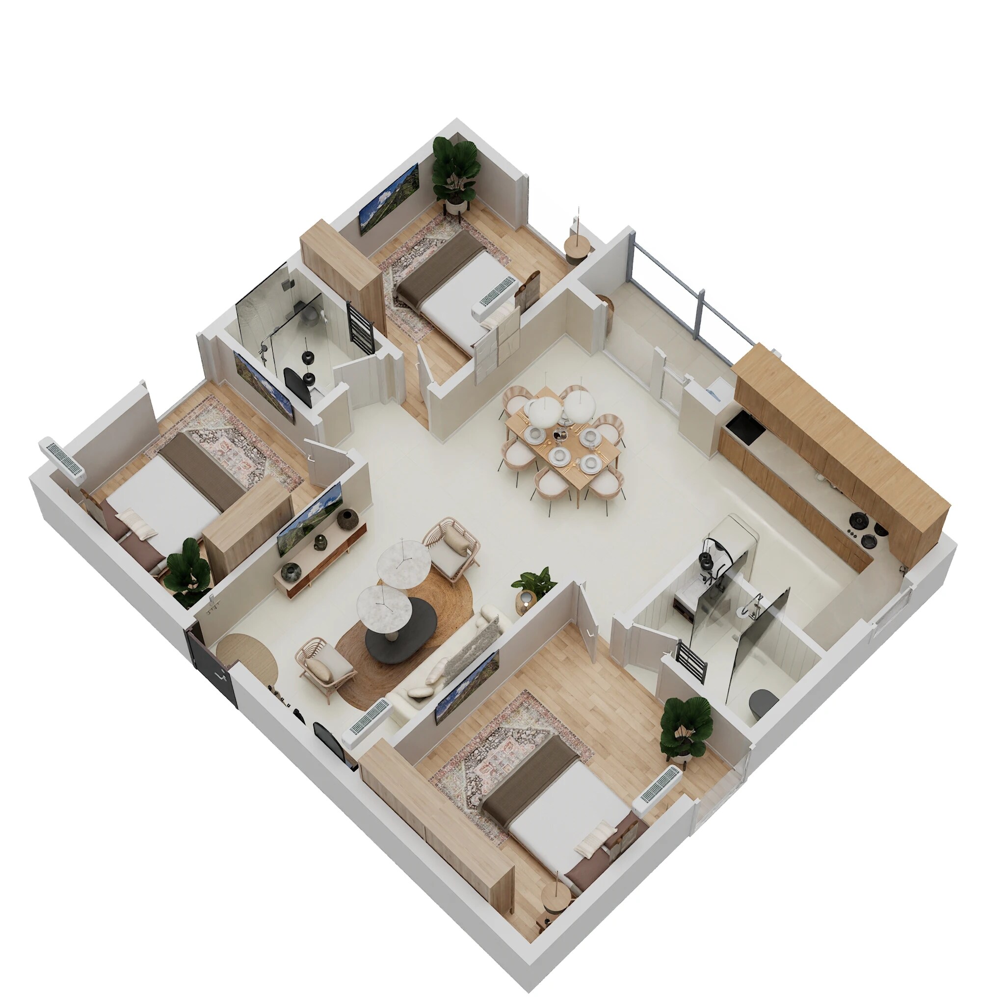 Floor plan of 3 BHK 1256 Sq. Ft. Apartment in STSK Nature Elation, Bangalore